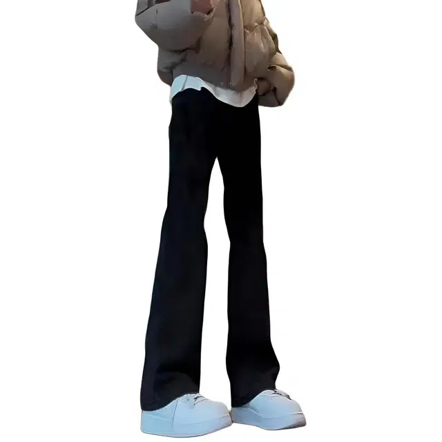 八哥 宽松直筒百搭时尚牛仔裤 男女同款 黑色