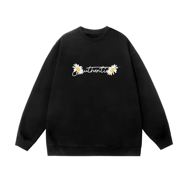 棉基因 早秋蝴蝶艺术少女高街时尚潮牌简约潮男青少年复古男装减龄感通勤高级感韩系穿搭女士基础款无帽打底衫慵懒风女圆领卫衣 男女同款