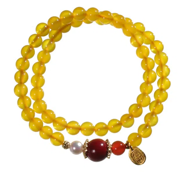 千叶珠宝 「金芒玉串 ·赤霞衔瑞」多宝双圈招财吉祥优雅大气轻奢高级感小众设计感#好运天然 玛瑙 手串 男女同款情侣款