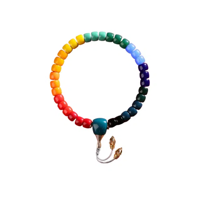 仙园韵 糖果色简约轻奢绚丽多彩好运国潮女藏式文玩手持手链饰品 琉璃 手串 女款