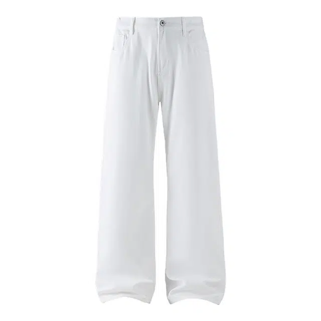 海尔斯 简约百搭美式高街舒适中腰拉链宽松牛仔裤 男女同款