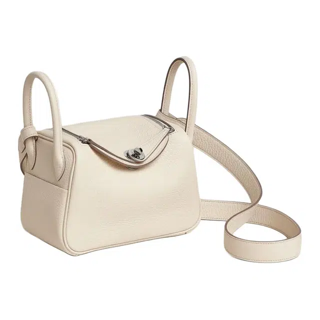 HERMES Lindy Taurillon Clemence 10 Craie