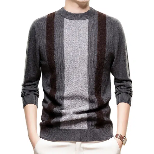 太子龍 拼色秋冬季半高领打底衫加厚保暖毛线衣针织衫 男款