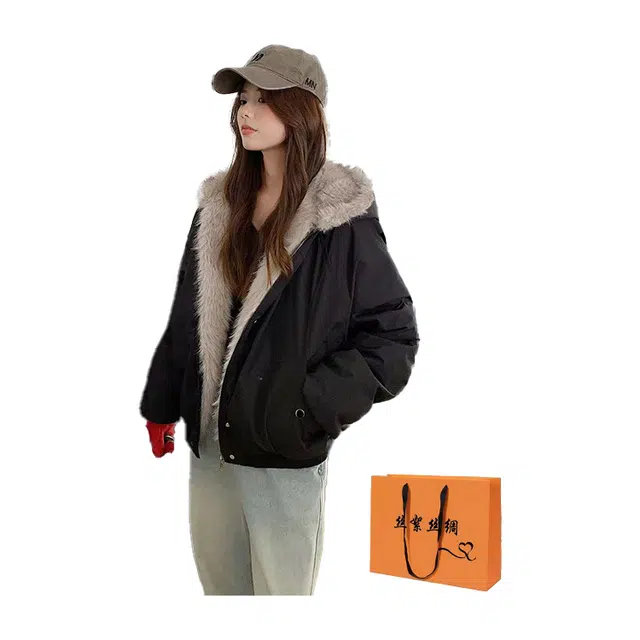 丝絮丝绸 冬季美式设计感连帽外套棉服 女款