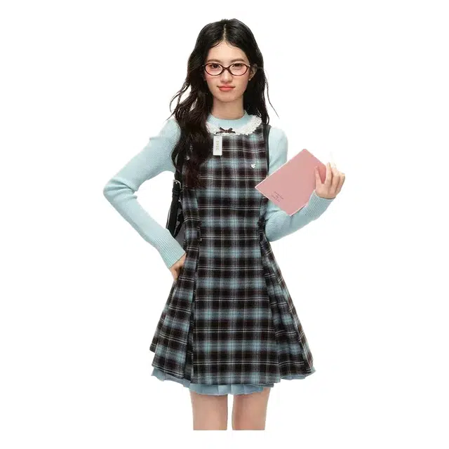 丝絮丝绸 韩系学院风早秋甜辣两件套穿搭裙装套装 女款