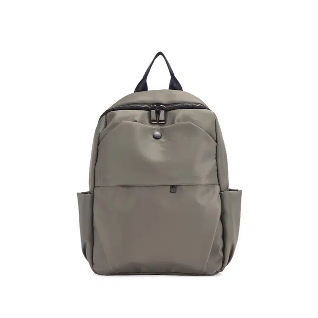 都宝路 时尚百搭质感多隔层背包轻便通勤简约 织物 双肩包 女款 灰绿/黑色