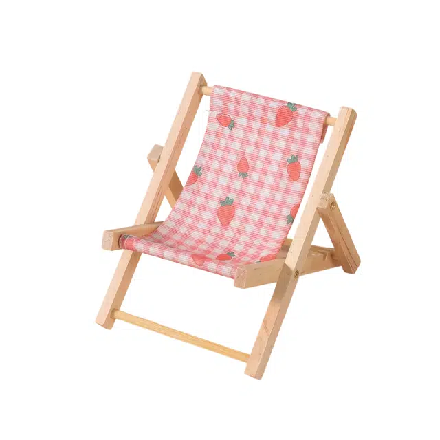 【粉妆玉砌】 缇克玺  躺椅迷你木质沙滩椅子 办公桌面平板支架拍照道具 柴木 木作摆件可爱通用  男女同款情侣款