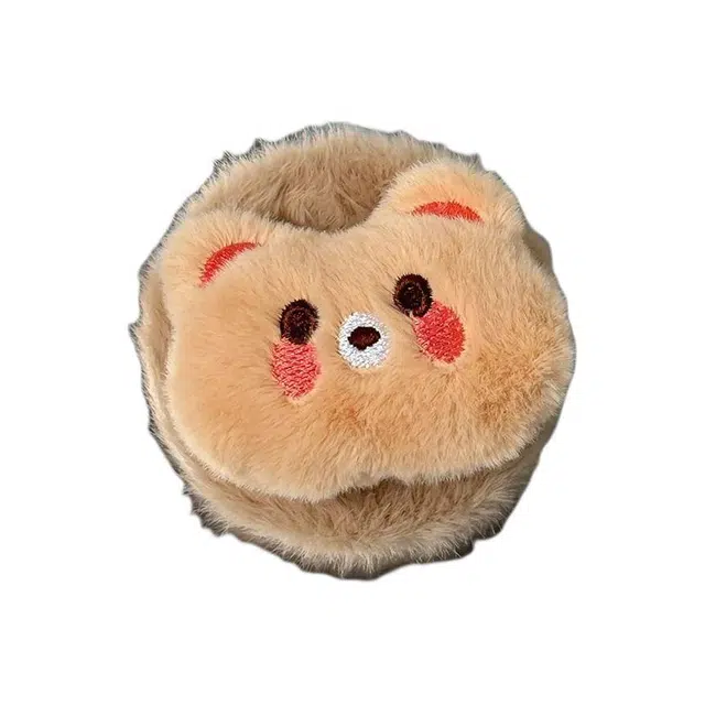 格安诺毛绒化妆镜可爱高颜值圆形卡通可折叠化妆镜迷你手持镜子高清镜面 随身小镜