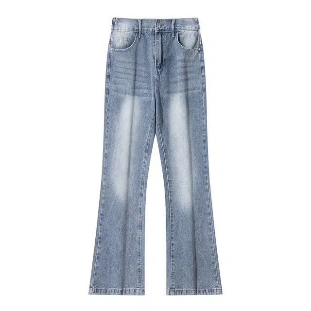 海尔斯 复古微喇宽松简约舒适百搭牛仔裤 男女同款