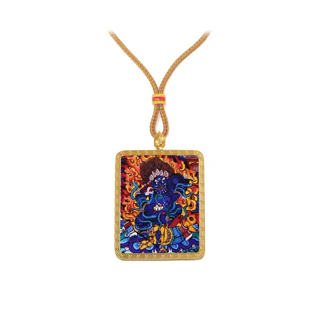 【百无禁忌百财来】 玉临门 时来运转国风六臂玛哈嘎大黑天唐卡藏式拉吊坠 藏传佛教护身符能量加持#好运 合金 项链 男女同款情侣款