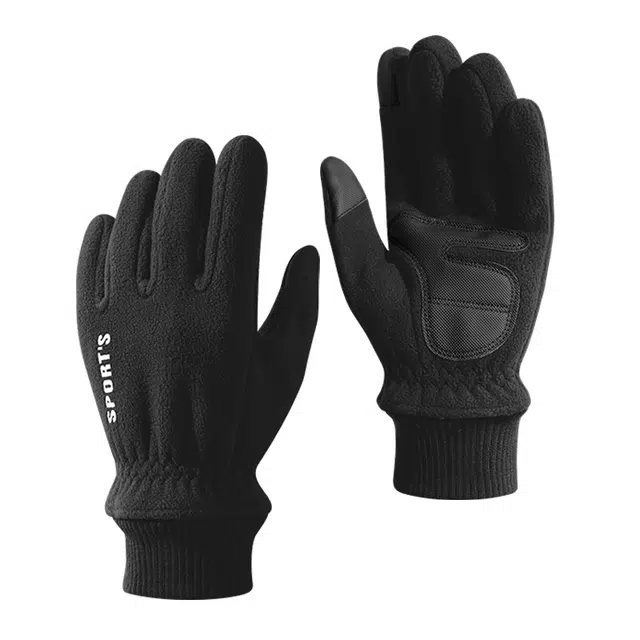 南极人 冬季骑行加厚绒户外骑车电动车登山徒步运动防风防寒可触屏防滑 御寒 保暖手套 男款