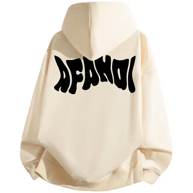 阿凡迪 美式经典复古街头创意变形挤压字母印花宽松舒适休闲百搭时尚潮流通勤无性别主义抽绳长袖连帽卫衣 男女同款