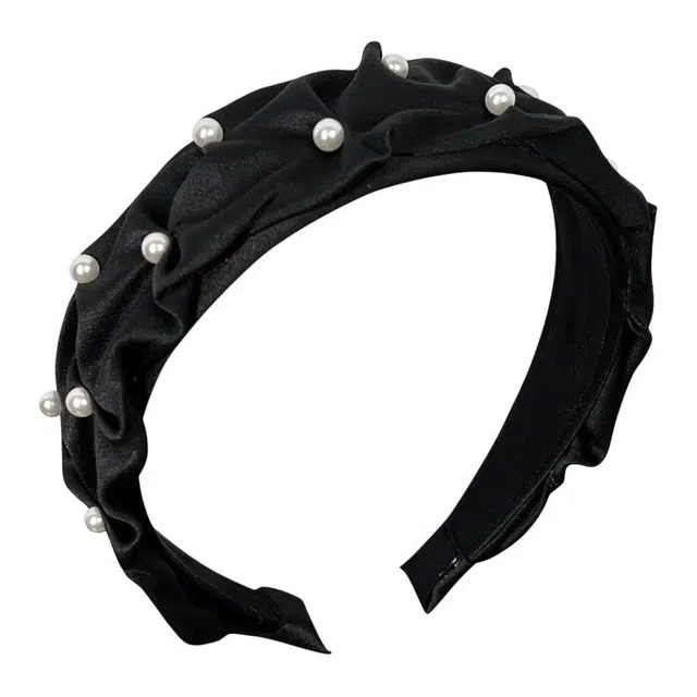 左欧 法式风褶皱宽边缎面复古压发发卡高级感气质韩国头饰 发箍 女款