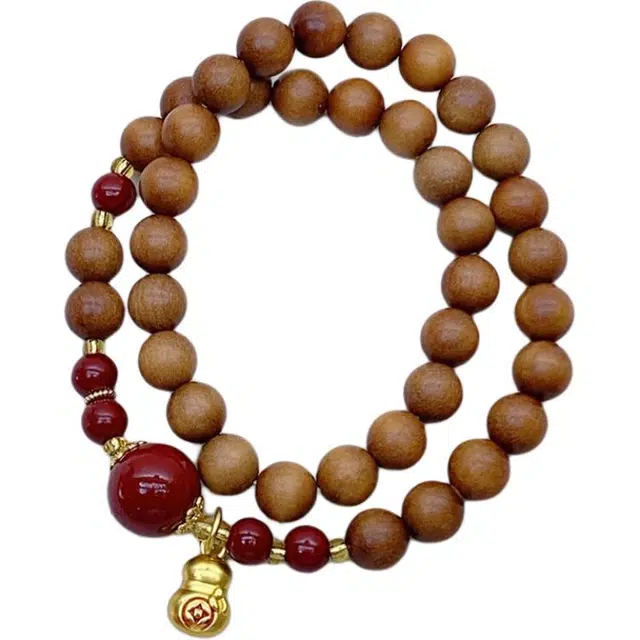 得笙陌 本命年吉祥转运手链红色简约手持串 芭比檀香 木作手串 女款