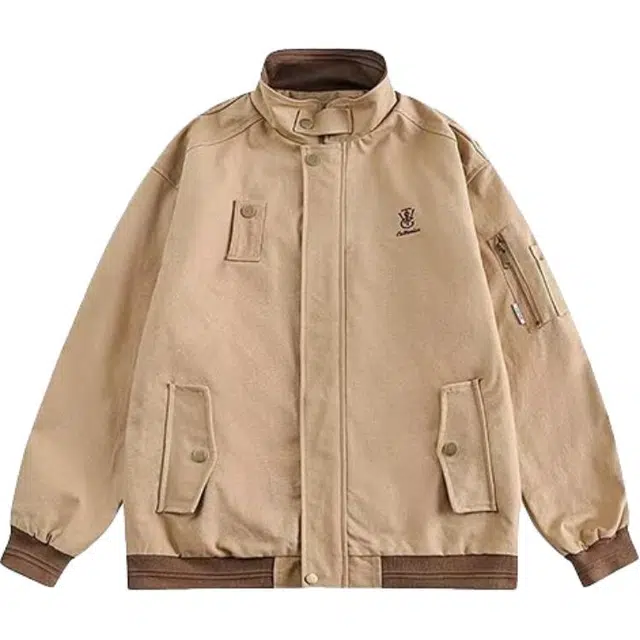 木木兔 美式高街复古刺绣工装外套时尚小众情侣宽松翻领多口袋夹克 男款