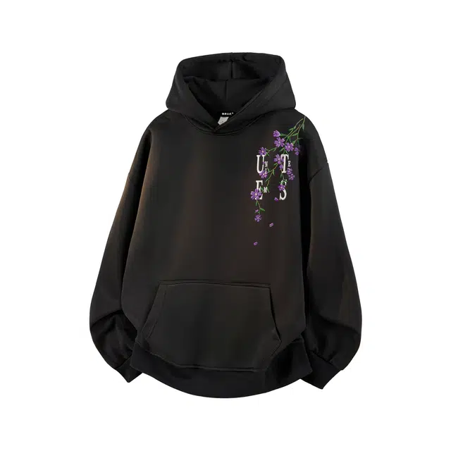 物质公式 重磅质感美式复古高街趣味植物花卉仿刺绣无限循环字母印花设计感潮流时尚宽松简约日常通勤休闲百搭长袖连帽卫衣针织衫 男女同款