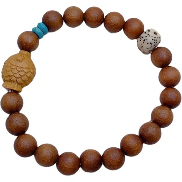 得笙陌 年年有余小鱼木质优雅转运手链 芭比檀香 木作手串 女款