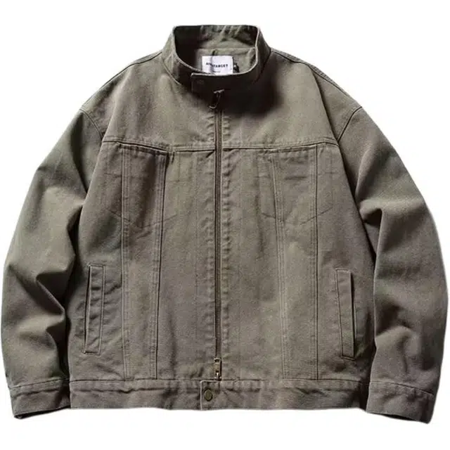 木木兔 美式复古重磅水洗帆布外套哈灵顿立领设计感休闲夹克 男款
