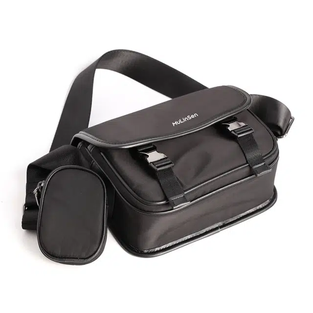 木林森 时尚简约防水耐磨纯色学生通勤出游三合一休闲百搭 尼龙 斜挎包邮差包 常规 男女同款情侣款 黑色