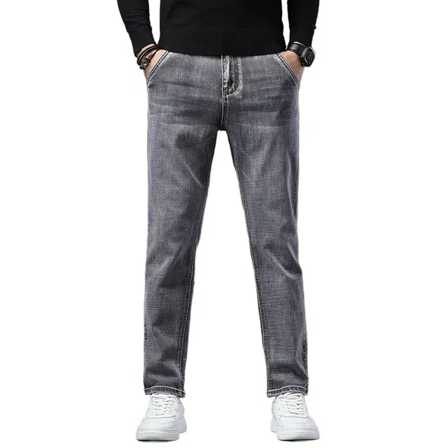 炳盛 直筒男款春秋季高端宽松弹力大码男士百搭休闲裤子牛仔裤 男女同款