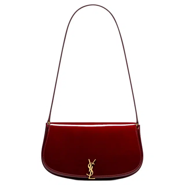Saint Laurent Cassandre Mini Moon Bag Glossy Burgundy