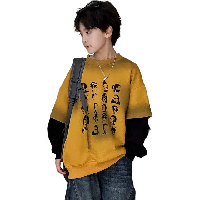 熊猫圆圆卫衣 时尚潮牌复古喷染美式印花假两件