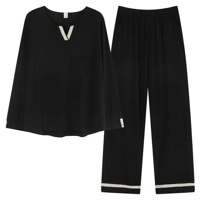 俏薇妮 春秋款长袖套头家居服可外穿高级感睡衣套装 女款