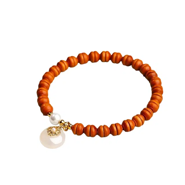 仙园韵 招财转运富贵吉祥盘玩珠串单圈气质文玩木质手作佛珠手链男士女士#好运 橄榄核 手串 男女同款情侣款