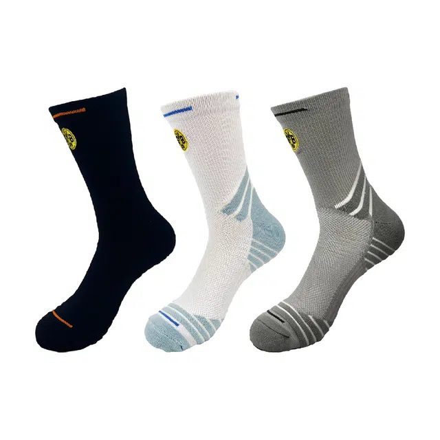 普鲁士多特蒙德 舒适耐磨防滑透气亲肤吸汗毛巾底运动跑步健身篮球袜 男款