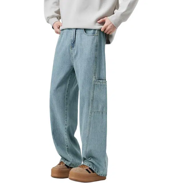 太子龍 美式潮牌棉质男设计感时尚工装牛仔裤 男款