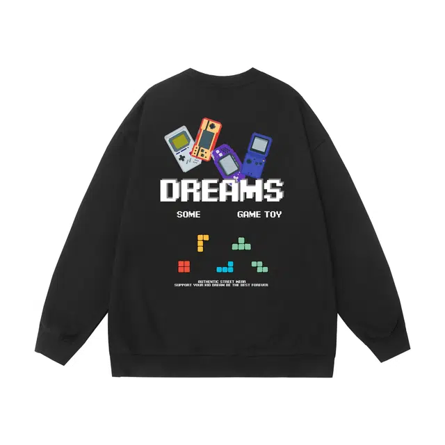 棉基因 早秋童趣撞色街头高街时尚潮牌简约潮男青少年复古男装减龄感通勤高级感韩系穿搭女士基础款无帽打底衫慵懒风女圆领卫衣 男女同款