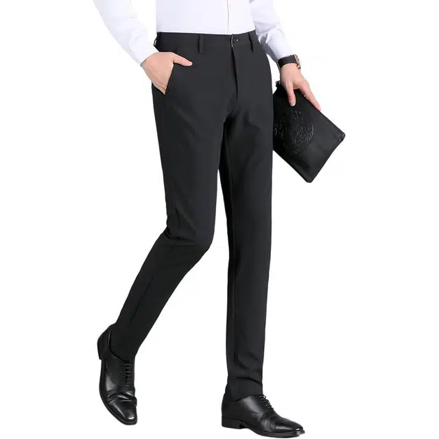 袋鼠 都市轻商务修身微弹力纯色时尚中腰显瘦显高休闲户外运动柔软透气正装西装裤 男女同款