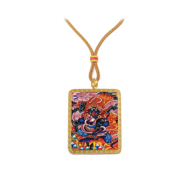 【百无禁忌百财来】 玉临门 时来运转国风大黑天唐卡新藏风格六臂玛哈嘎拉吊坠 藏传佛教护身符能量加持#好运 合金 项链 男女同款情侣款