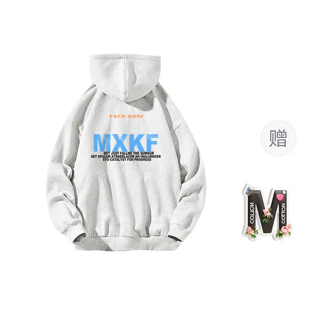 棉购 潮流设计感美式复古印花秋冬慵懒百搭情侣连帽外套卫衣 男女同款