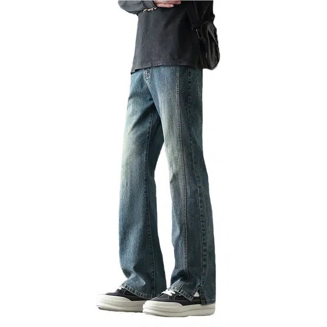 吉肯蒂 潮牌美式微喇痞帅炸街牛仔裤 男款