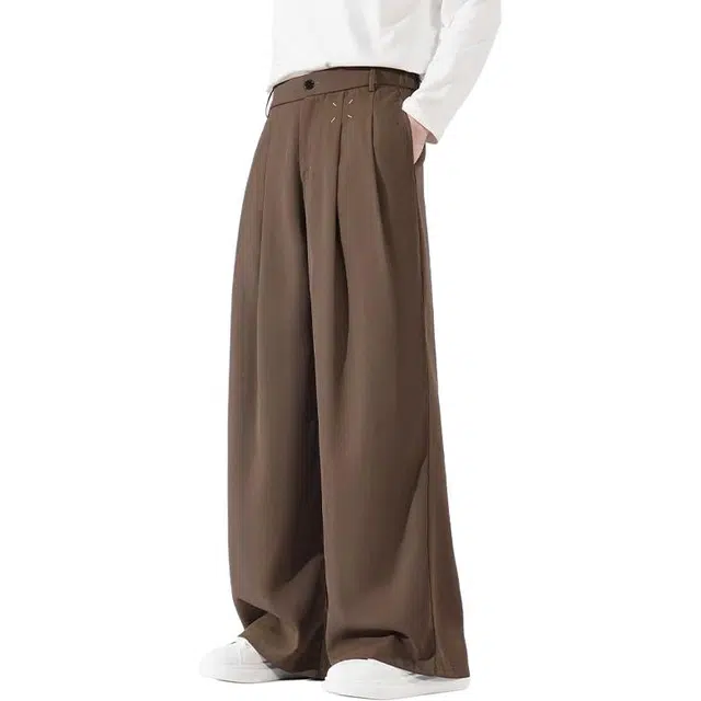 大格子与黑猫 休闲夏季薄款西裤宽松直筒垂感潮流长裤西装裤 男女同款