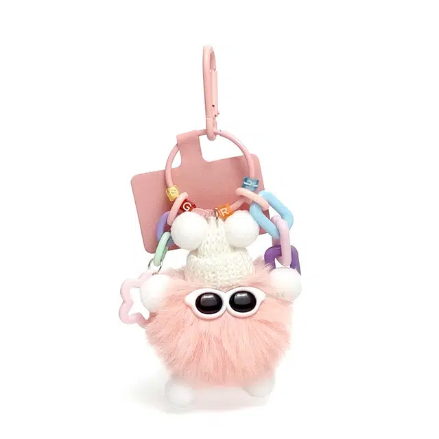 清脆小溪 粉色小煤球怪兽公仔 可爱卡通包包挂饰个性创意潮萌时尚百搭 毛绒 挂件 男女同款情侣款