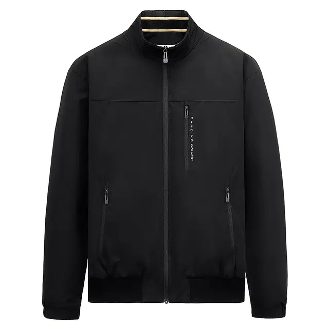 与狼共舞 黑金石墨烯鹅绒内胆强锁温轻暖时尚立领防风舒适垂感挺括夹克外套 男款