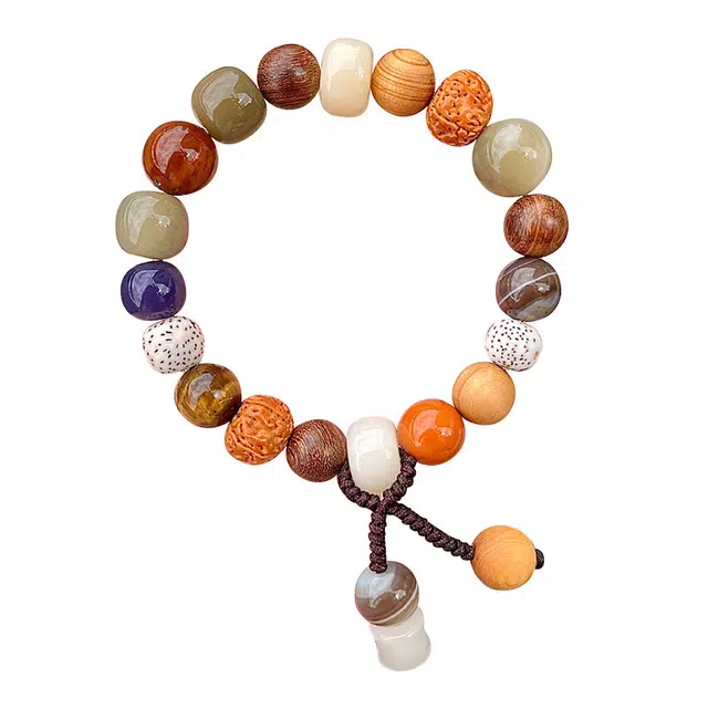 聆听花开 多福多禄纳福转运文玩平安上岸新中式复古国潮小众轻奢高级感个性招财佛珠盘玩念珠#好运 菩提根 十八籽手串 男女同款情侣款