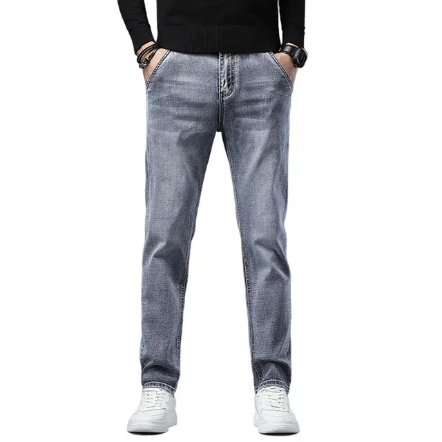 炳盛 高端弹力男士春秋季直筒男裤百搭商务休闲裤子男款牛仔裤 男女同款