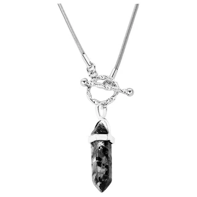 克兰茜 岩柱 新中式国潮小众设计 高级感国风简约大方潮牌气质 钛钢 项链 男款 银色/黑色