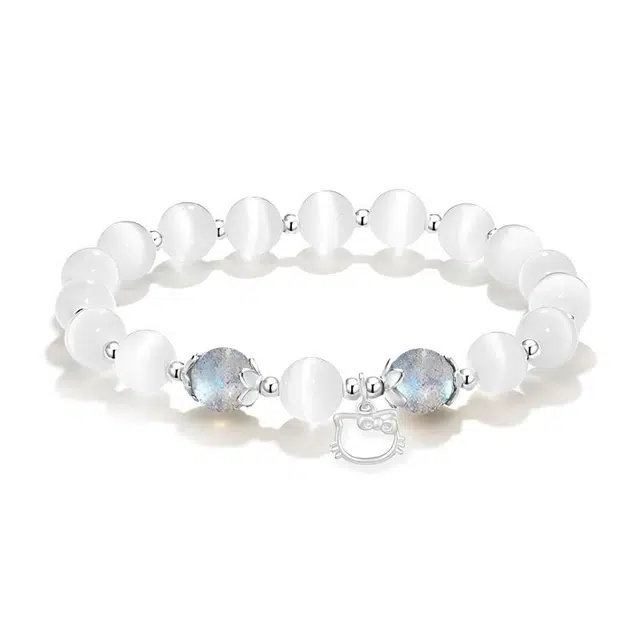 京华录 白月光足银招财猫转运珠 古风显白水润贵气寻梦石文玩佛珠链 招财纳福平安喜乐串珠手饰#好运 琉璃 手串 男女同款情侣款