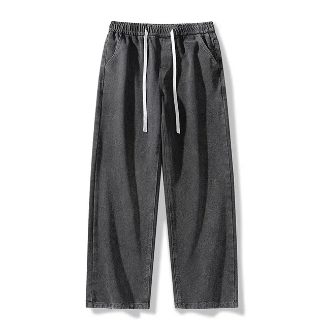 海尔斯 休闲美式直筒宽松系带牛仔裤 男款