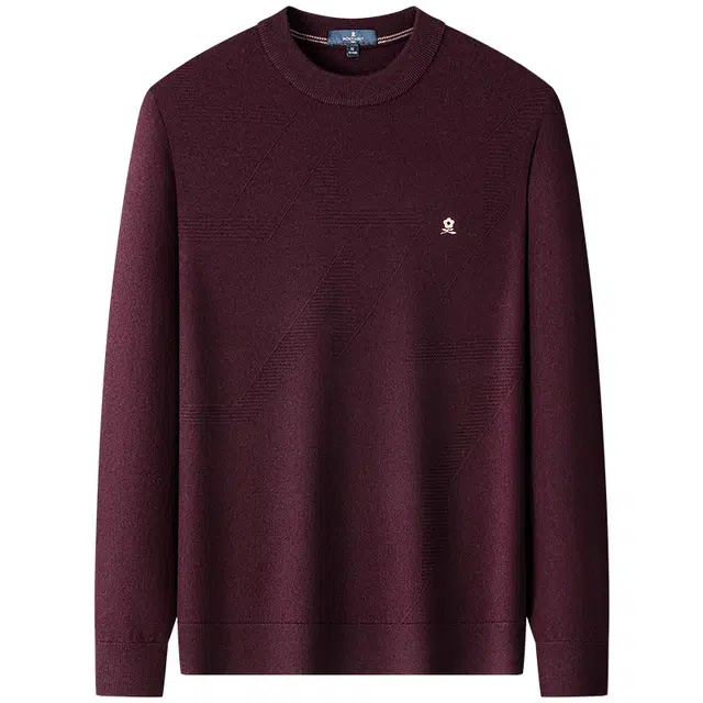 梦特娇 潮流简约撞色时尚舒适经典圆领针织衫 男款