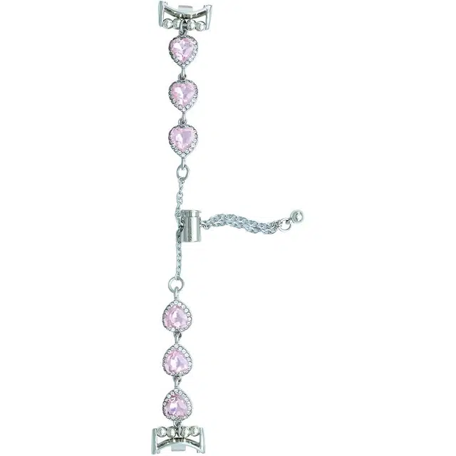 酷巴索 表带 小米适用 金属材质 粉色爱心高级感创意表链女款