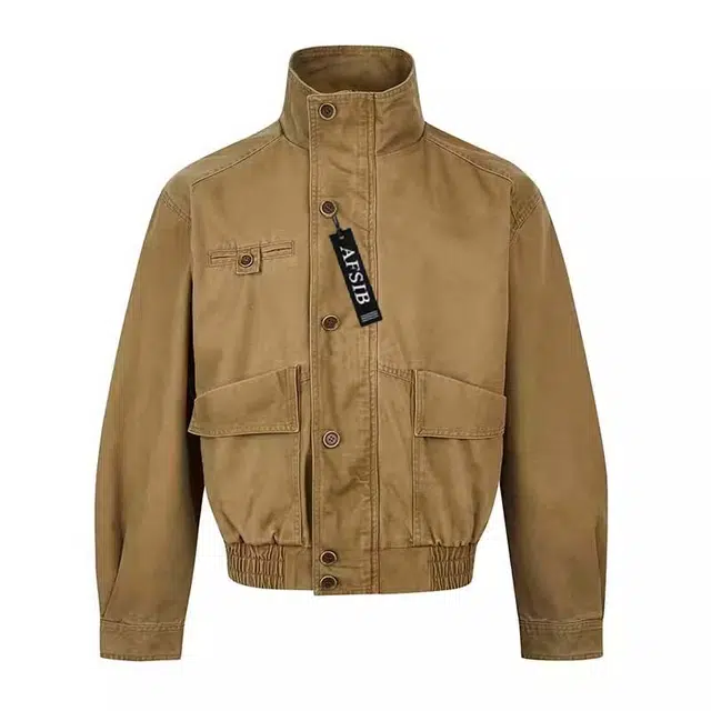 艾梵斯贝 美式复古潮流做旧水洗重磅工装无性别巴恩风哈林顿高级感老钱风宽松休闲时尚百搭日常通勤夹克 男女同款
