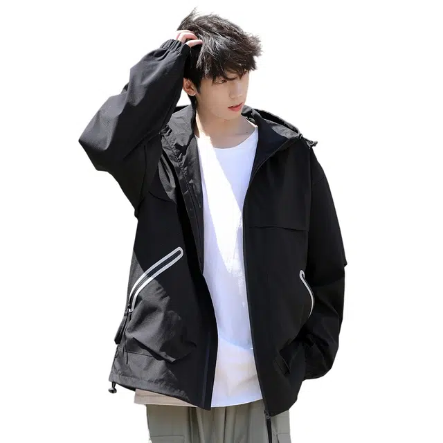 顶峰保罗 美式户外登山服软壳骑行徒步通勤运动连帽长袖机能工装外套无性别主义山系宽松大码休闲上衣简约百搭痞帅潮牌夹克 男女同款