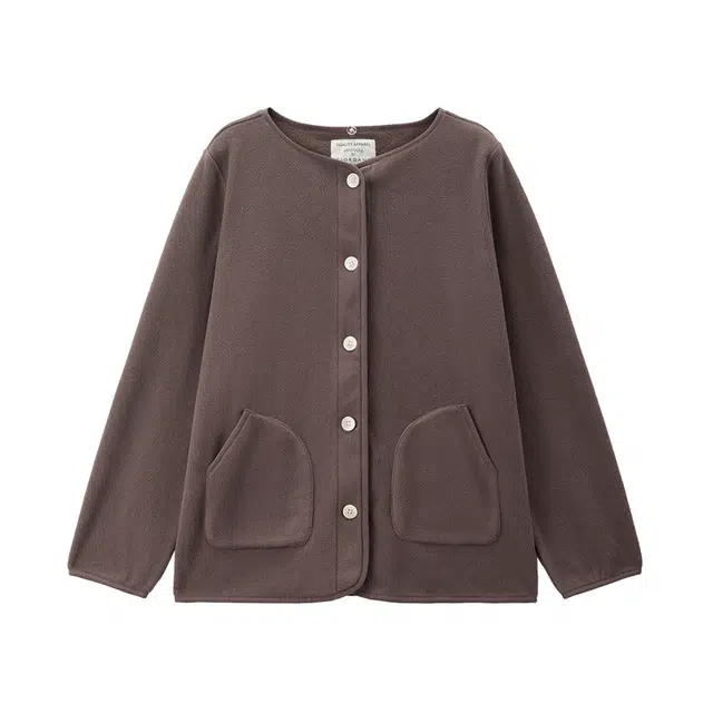 佐丹奴 假两件摇粒绒可脱卸帽针织绒感外套 女款