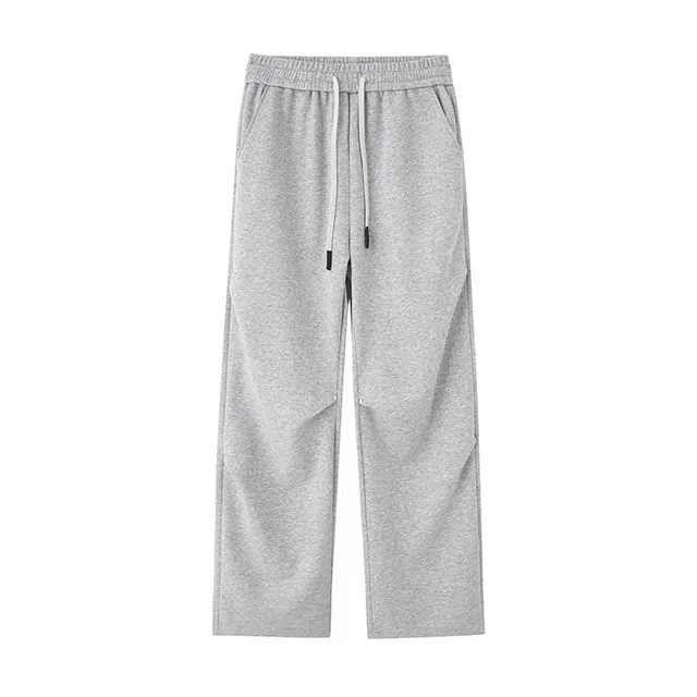 海尔斯 美式简约直筒宽松褶皱系带休闲裤 男款