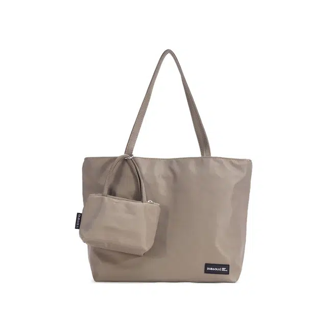 都宝路 日常简约质感轻便时尚通勤百搭 织物 托特包单肩包 大号 女款 卡其/黑色